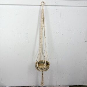 Unbranded Bohemian Off White Macrame Plant Hanger and 10 Inch Basket